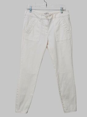 LOFT Outlet Off White Modern Skinny Ankle Jeans Size 8  Stretch Utility Pocket